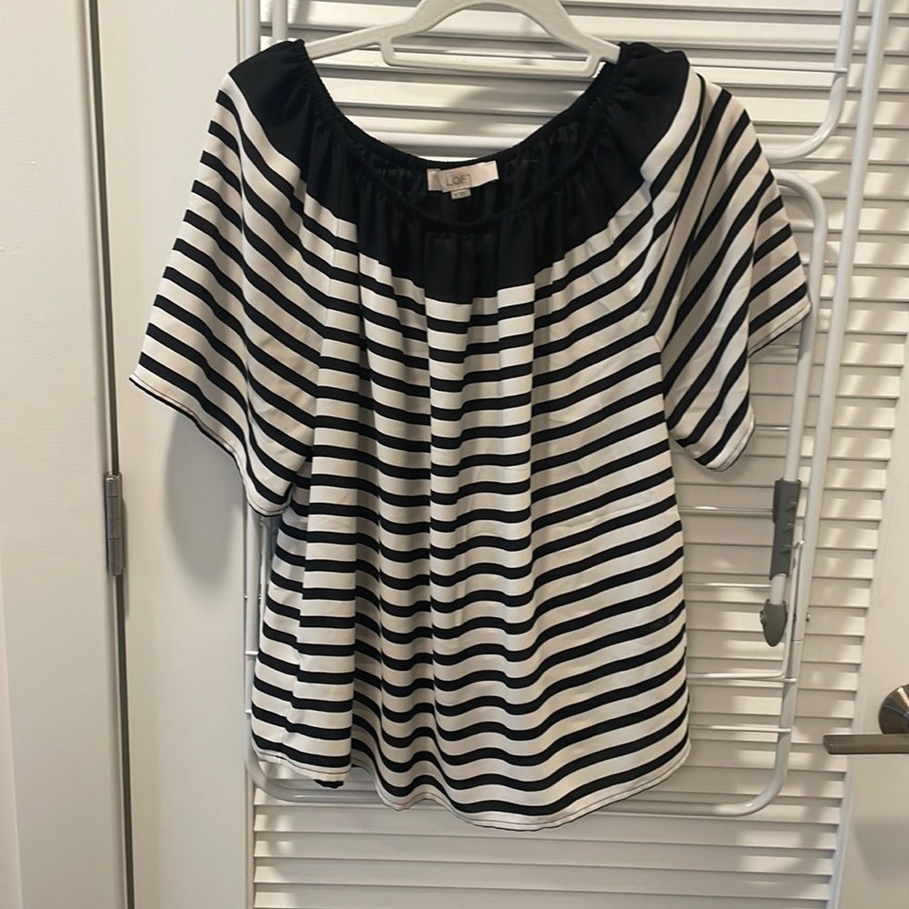 Striped Short Sleeve Blouse